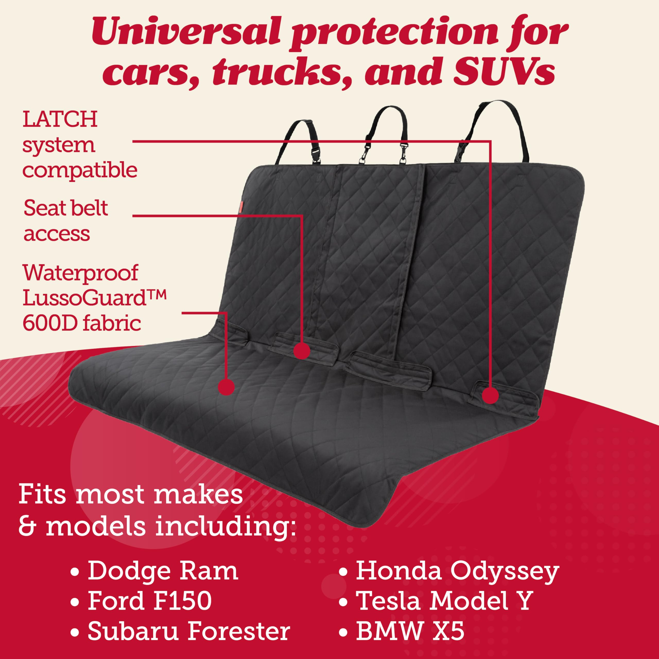 Protège-siège Lusso Gear arrière antidérapante pour trajet calme