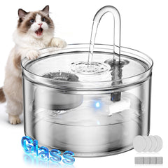 LUVMYPETT fontaine eau chat en verre indique rapidement le niveau d'eau