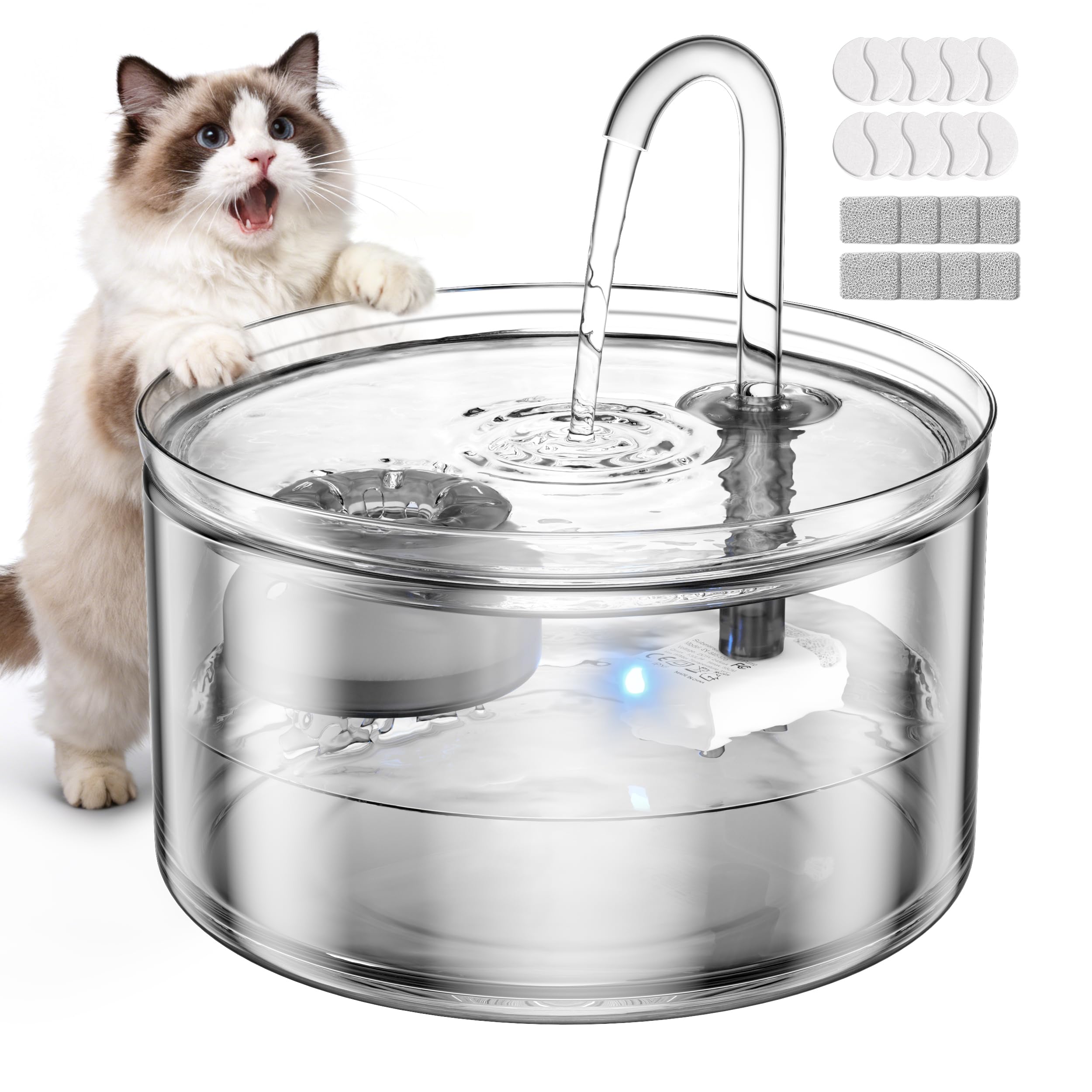 LUVMYPETT fontaine-chat-verre-74oz: hydratation fiable et sans BPA.