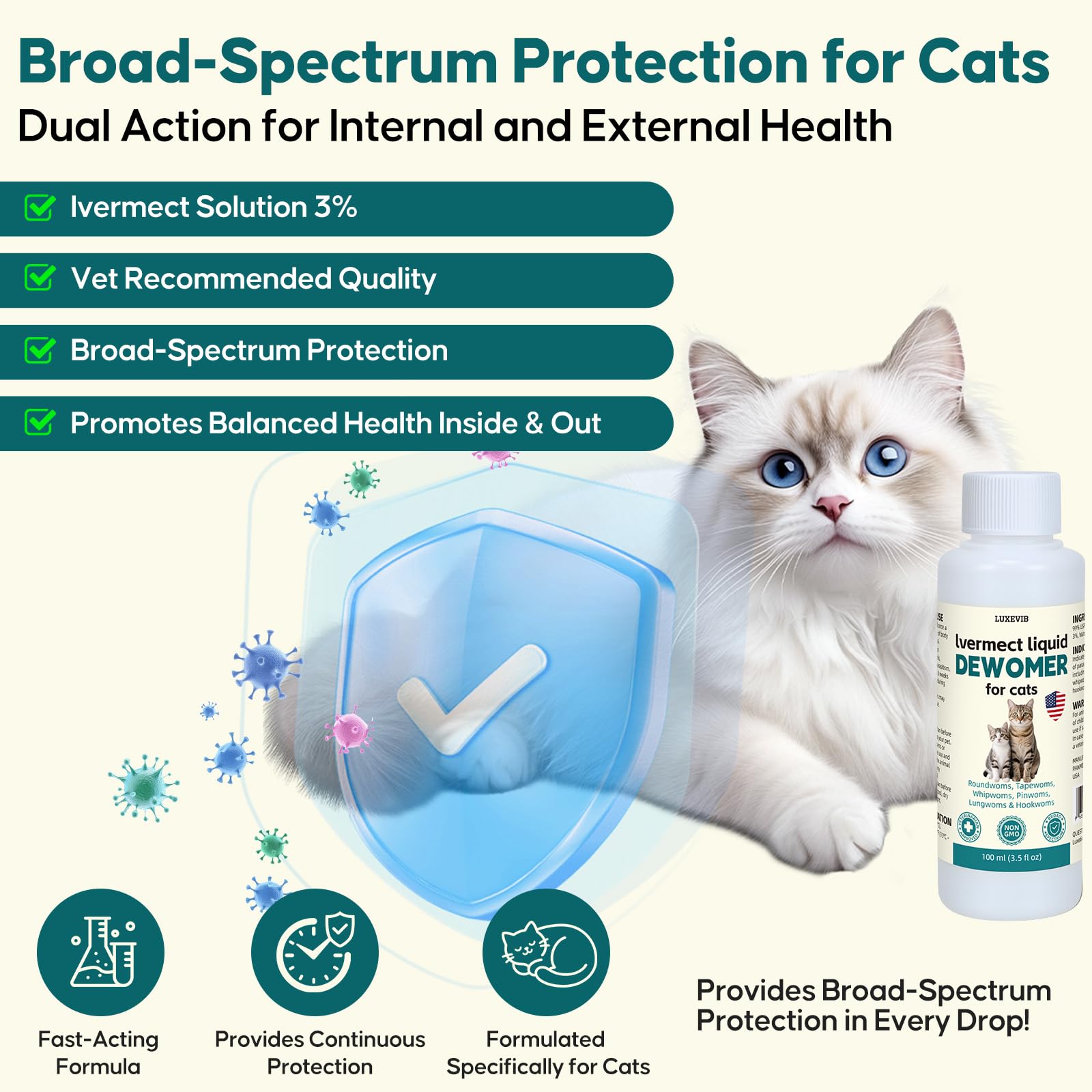 LuxeVib Vermifuge chat gouttes dosage: administration simple et pratique