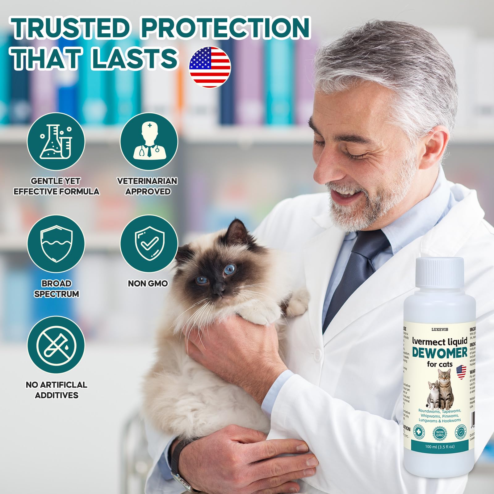 LuxeVib Vermifuge chat mise en scene application: administration orale claire