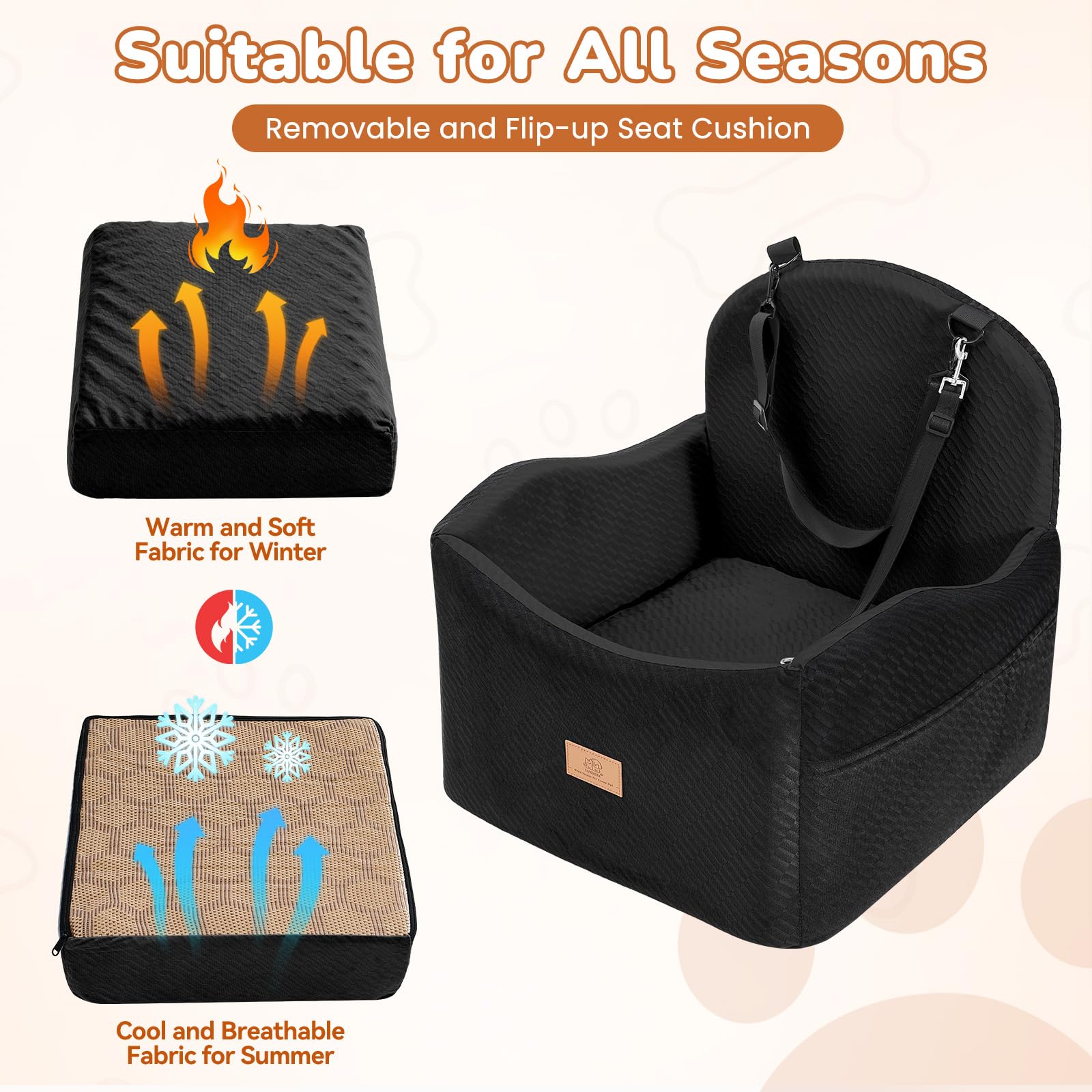 Trois poches de rangement pour accessoires sur le siège