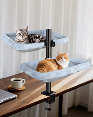 L&W BROS. lit-bureau chat double couche avec cadre métallique robuste pour deux chats.