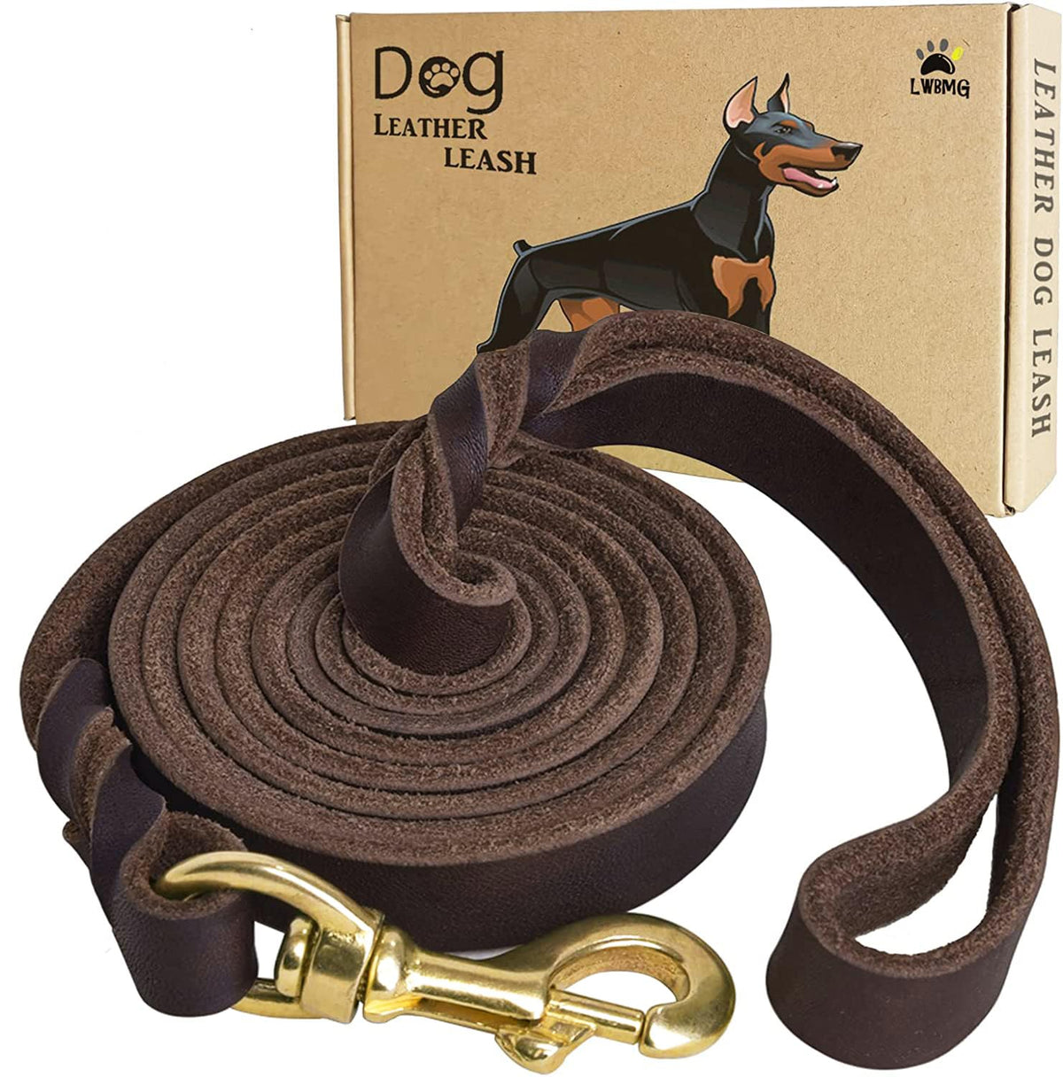 LWBMG laisse en cuir 8 pieds 3/4 pouce pour un toucher doux et un contrôle confortable.