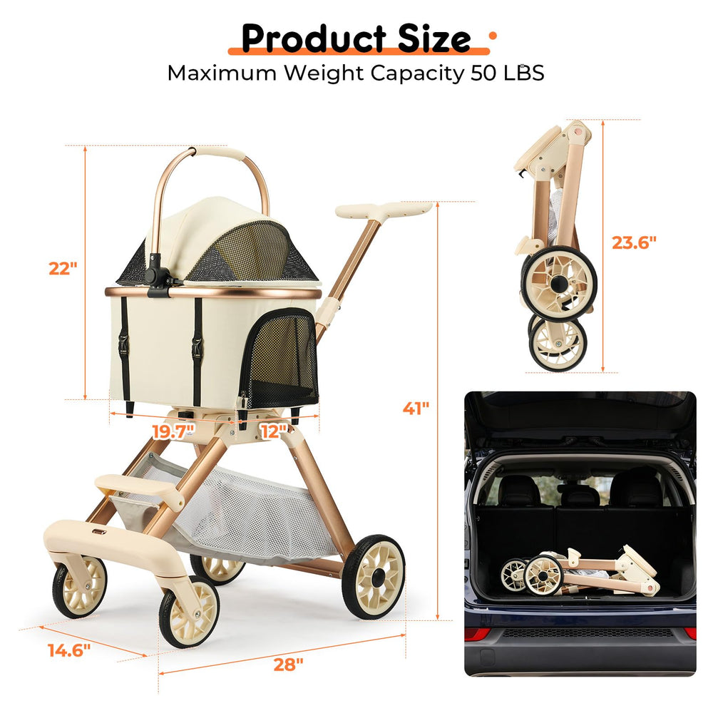 LXEVRA Poussette tout-terrain avec roues 5 pouces arrière verrouillables.