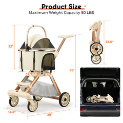 LXEVRA Poussette tout-terrain avec roues 5 pouces arrière verrouillables.