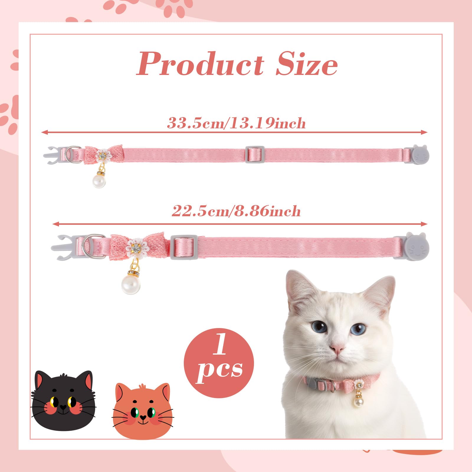 LXUEJIE collier chat rose fermeture amovible, pratique et sûr
