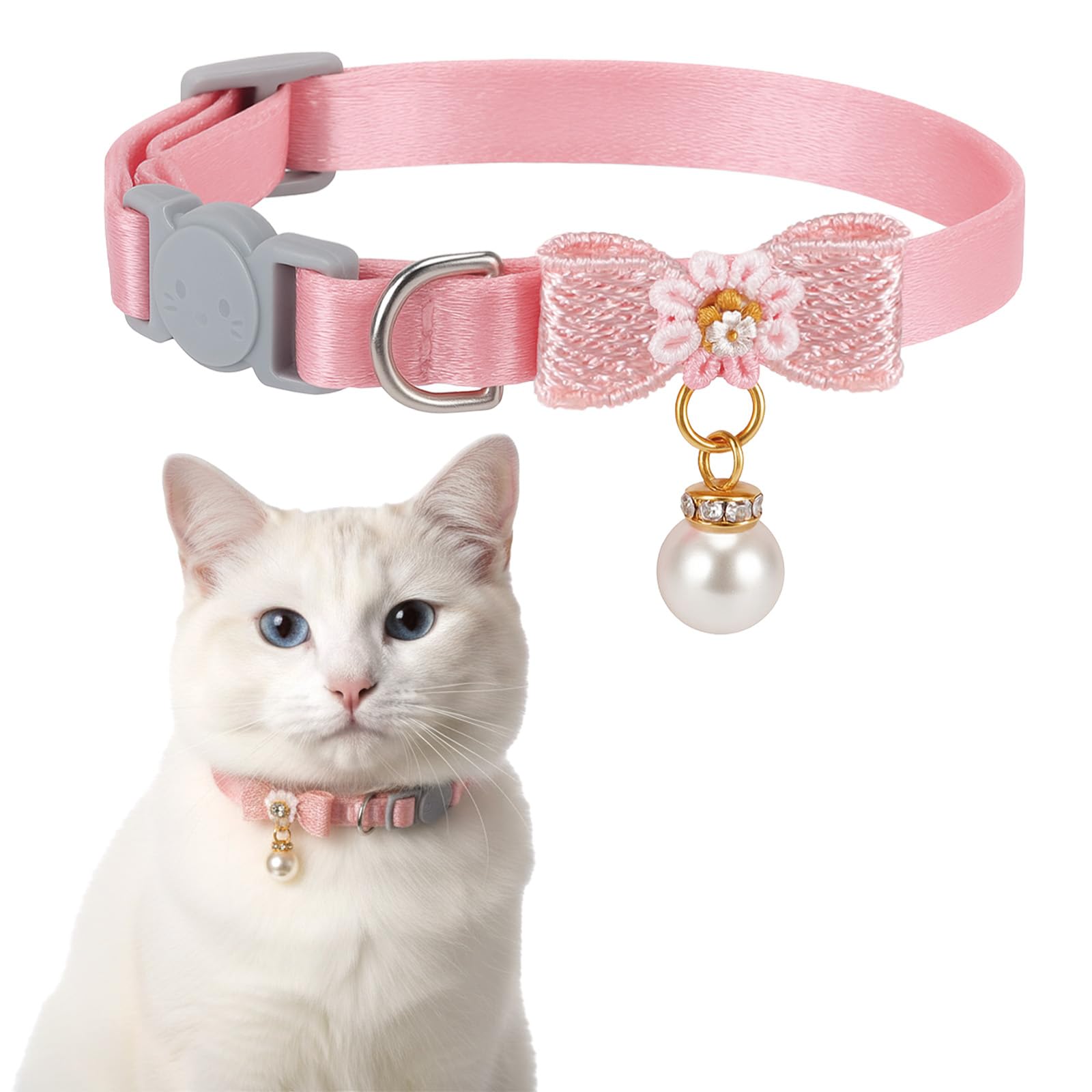 LXUEJIE collier chat rose papillon perle, look élégant pour fêtes