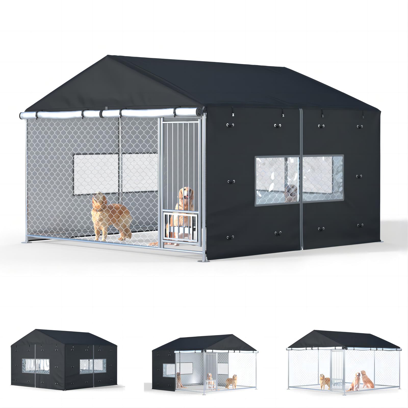 LYBOSH couverture chenil extérieur 10x10 protège contre pluie et vent.