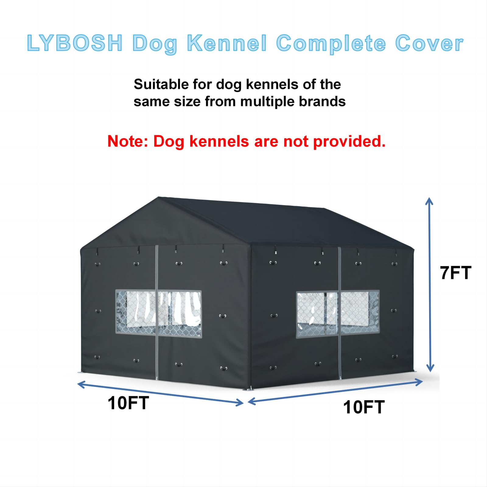 LYBOSH couverture chenil imperméable 600D durable pour chenil extérieur.
