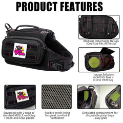 Lynxcore sac dos chien poche gauche, rangement rapide pour friandises.