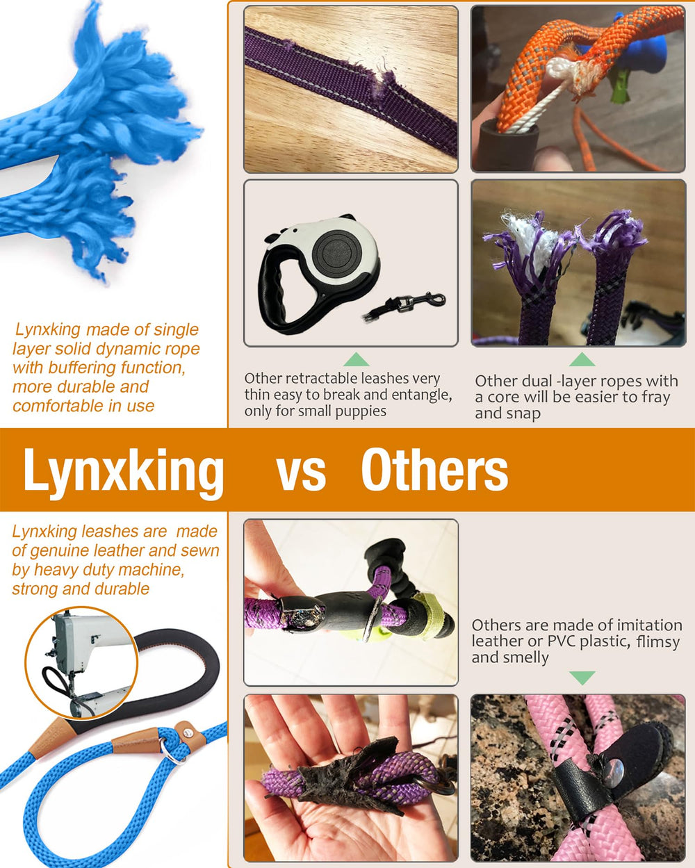 Lynxking laisse glissante pour chien: corde résistante pour des sorties durables