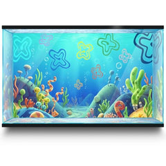 Fond d'aquarium LYYAB dessin animé animaux marins, décor vivant et réaliste pour réservoir.