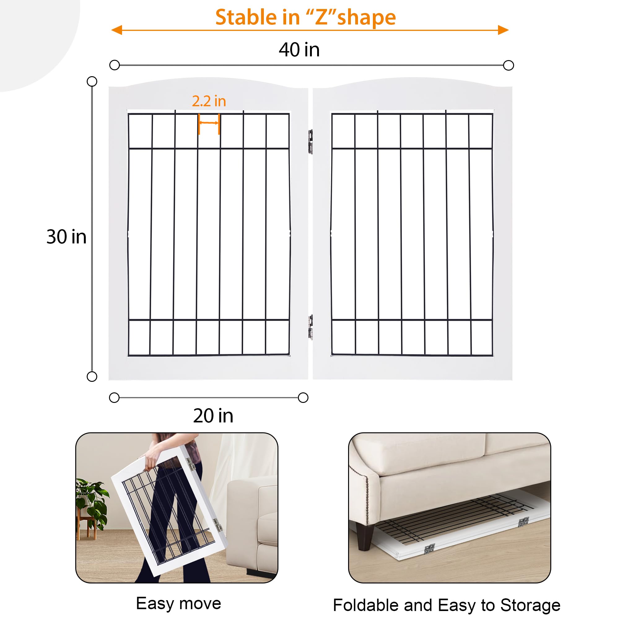 Portail LZRS pour chien pliant et compact, s’intègre à votre intérieur.
