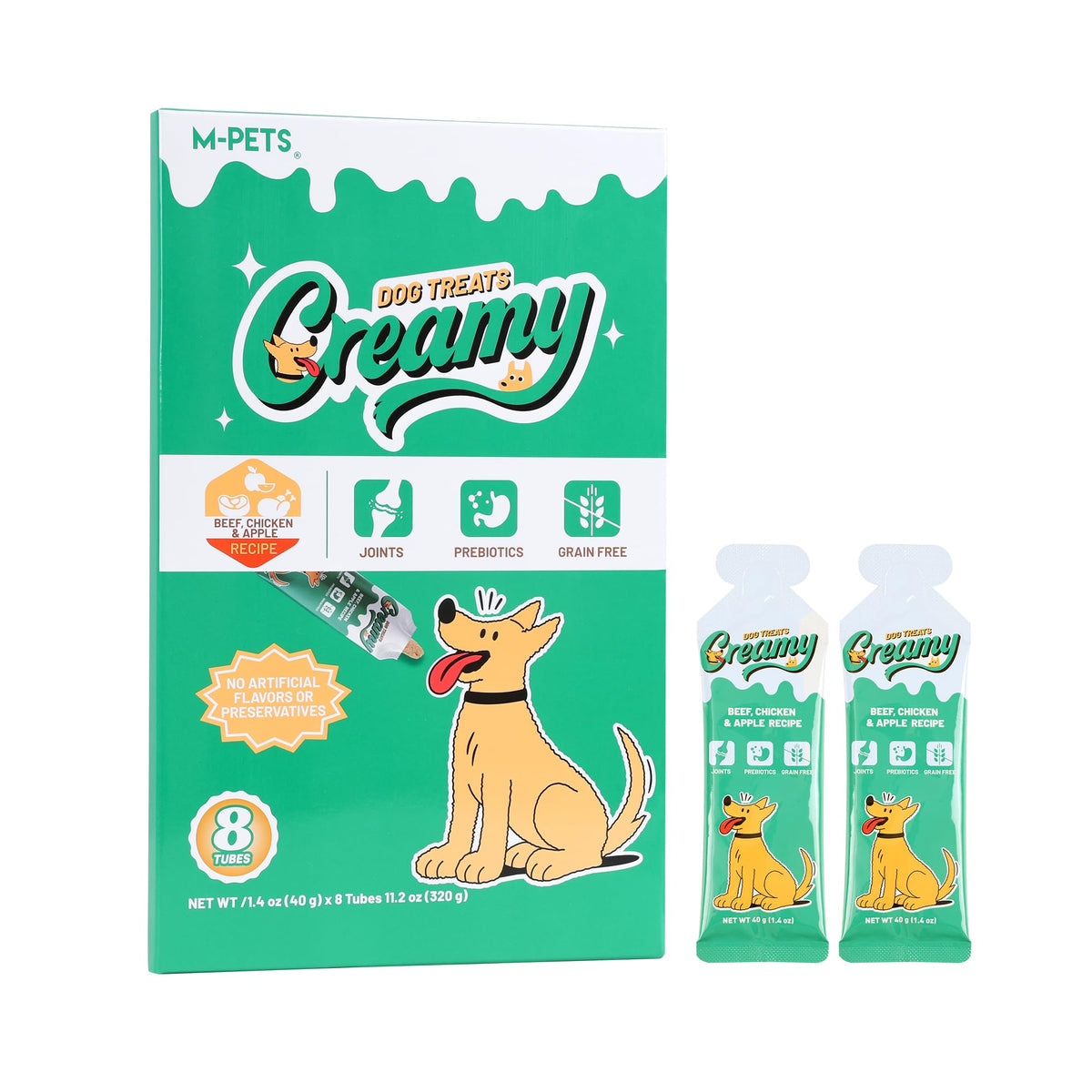 M-PETS boeuf-poulet-pomme tubes: friandise pratique pour entraînement