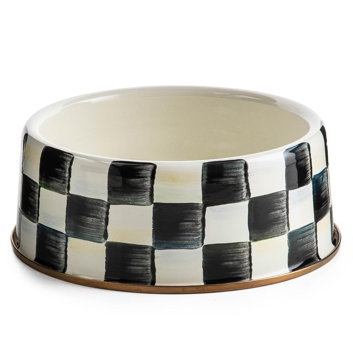 Bol MacKenzie-Childs pour animaux avec motif damier noir et blanc, durable et élégant
