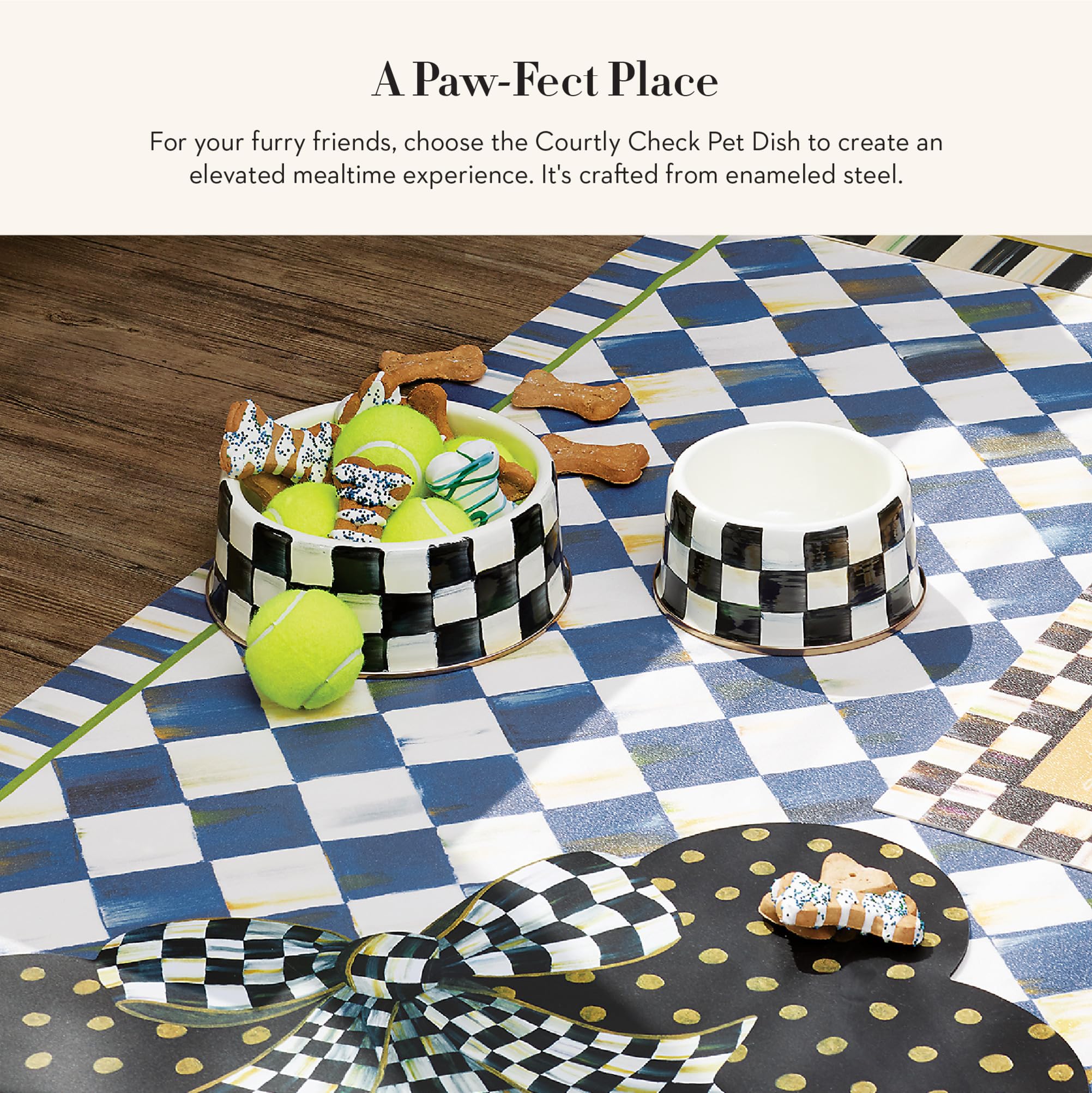 Bol pour chiens et chats, base en acier émaillé, design emblématique MacKenzie-Childs