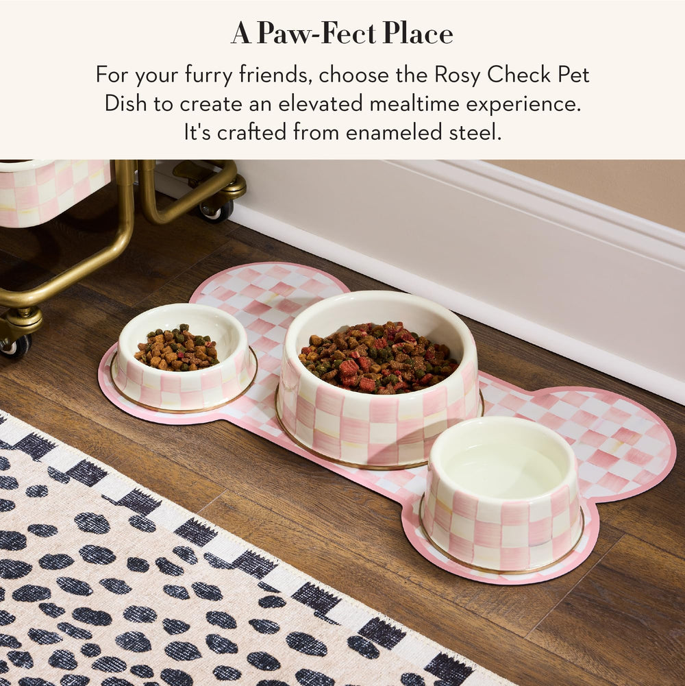 Bol en émail Mackenzie-Childs pour chien Rosy Check, pratique.