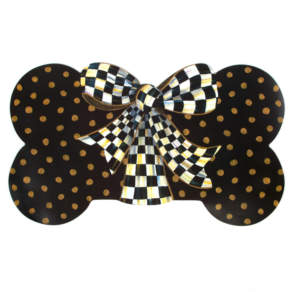 MacKenzie-Childs tapis-repas petit-animal en forme d’os, regroupe les gamelles et protège le sol.