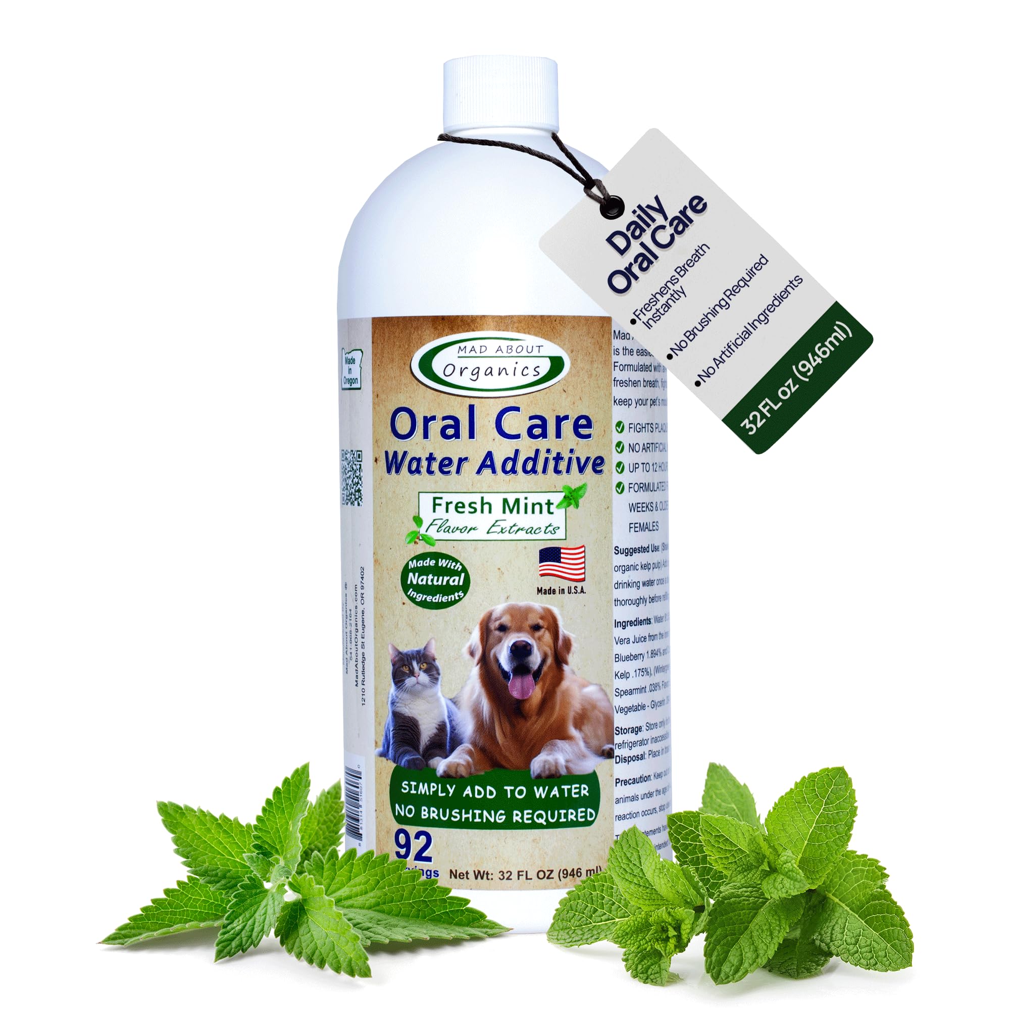 Mad About Organics additif eau dentaire chat menthe pour haleine plus fraîche