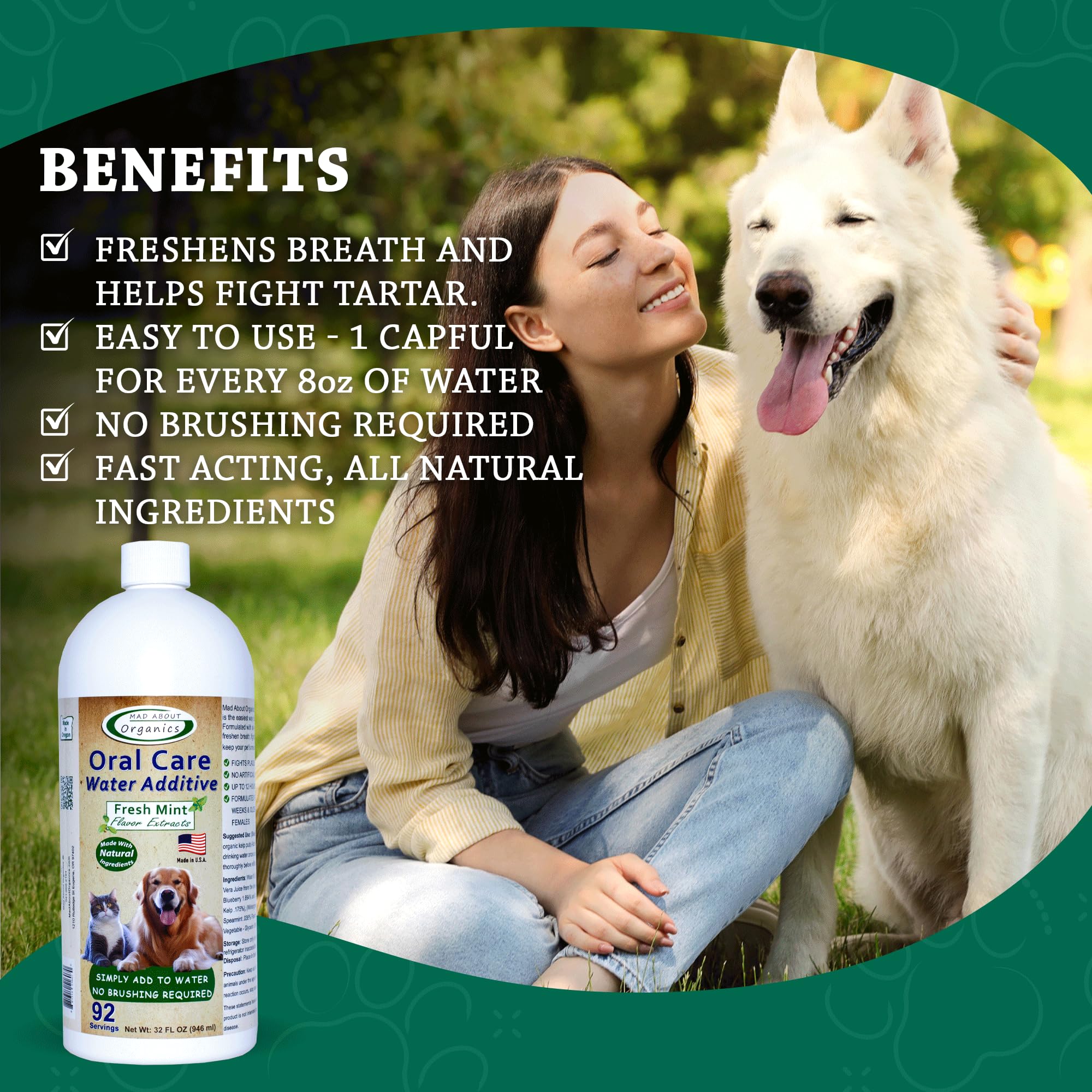 Mad About Organics additif eau dentaire chien menthe pour gencives saines