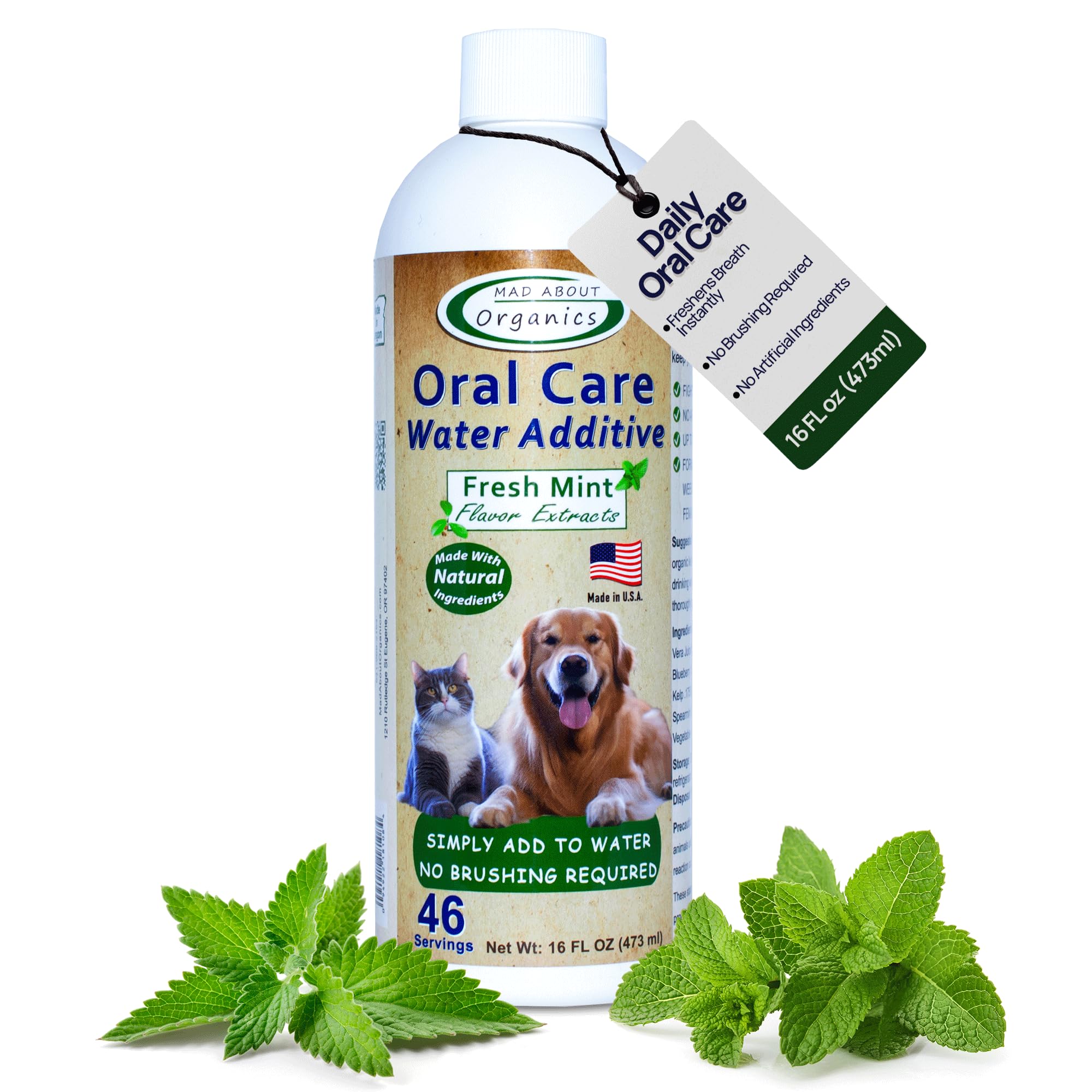Mad About Organics bouteille 473ml additif dentaire pour chats et haleine fraîche
