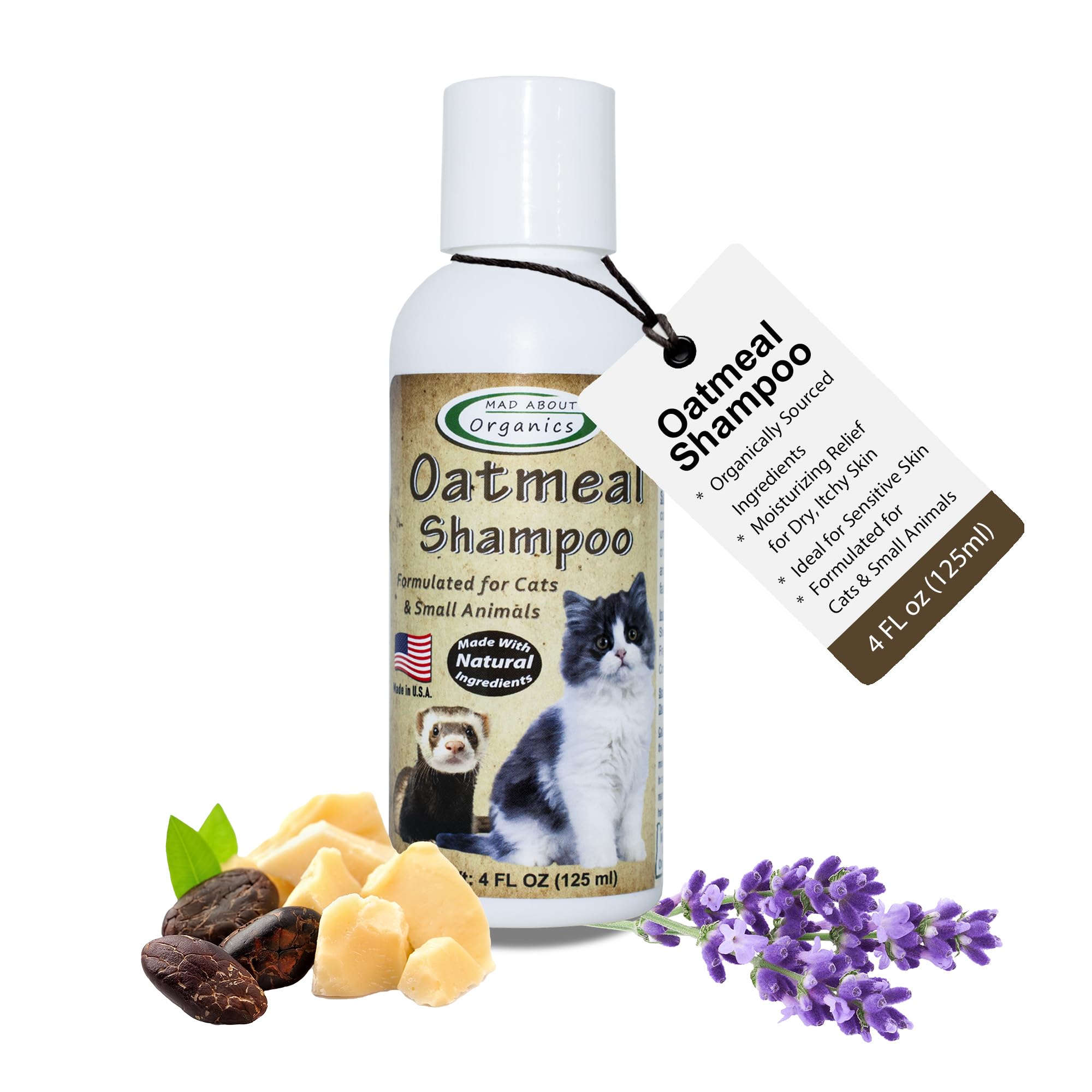 Mad About Organics Shampoo Avoine : flacon lavant en douceur pour le pelage.