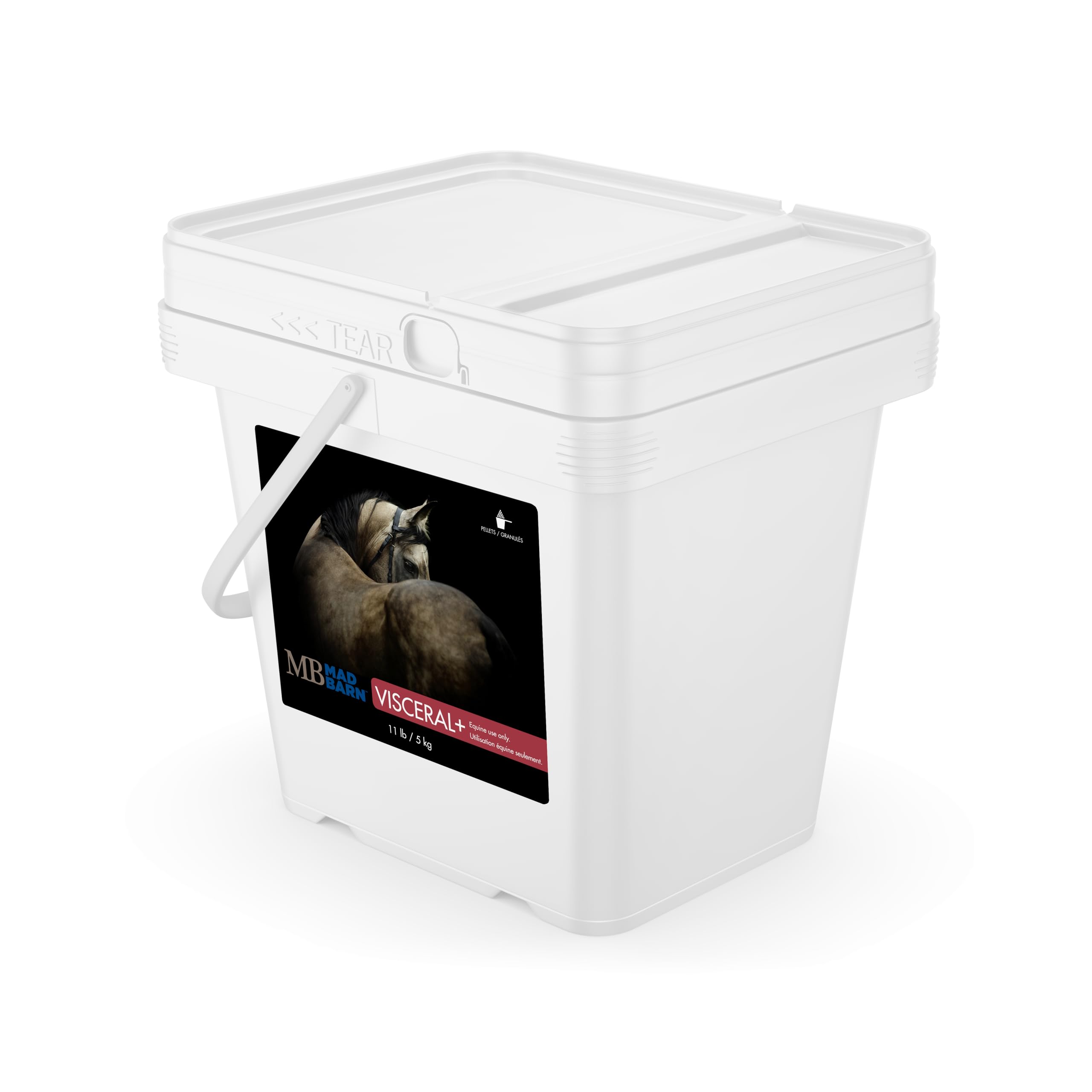 Mad Barn Visceral+ bouteille granulés: format pratique pour administration régulière.