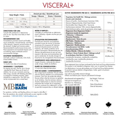 Mad Barn Visceral+ composition naturelle fournit des nutriments ciblés pour le système digestif.