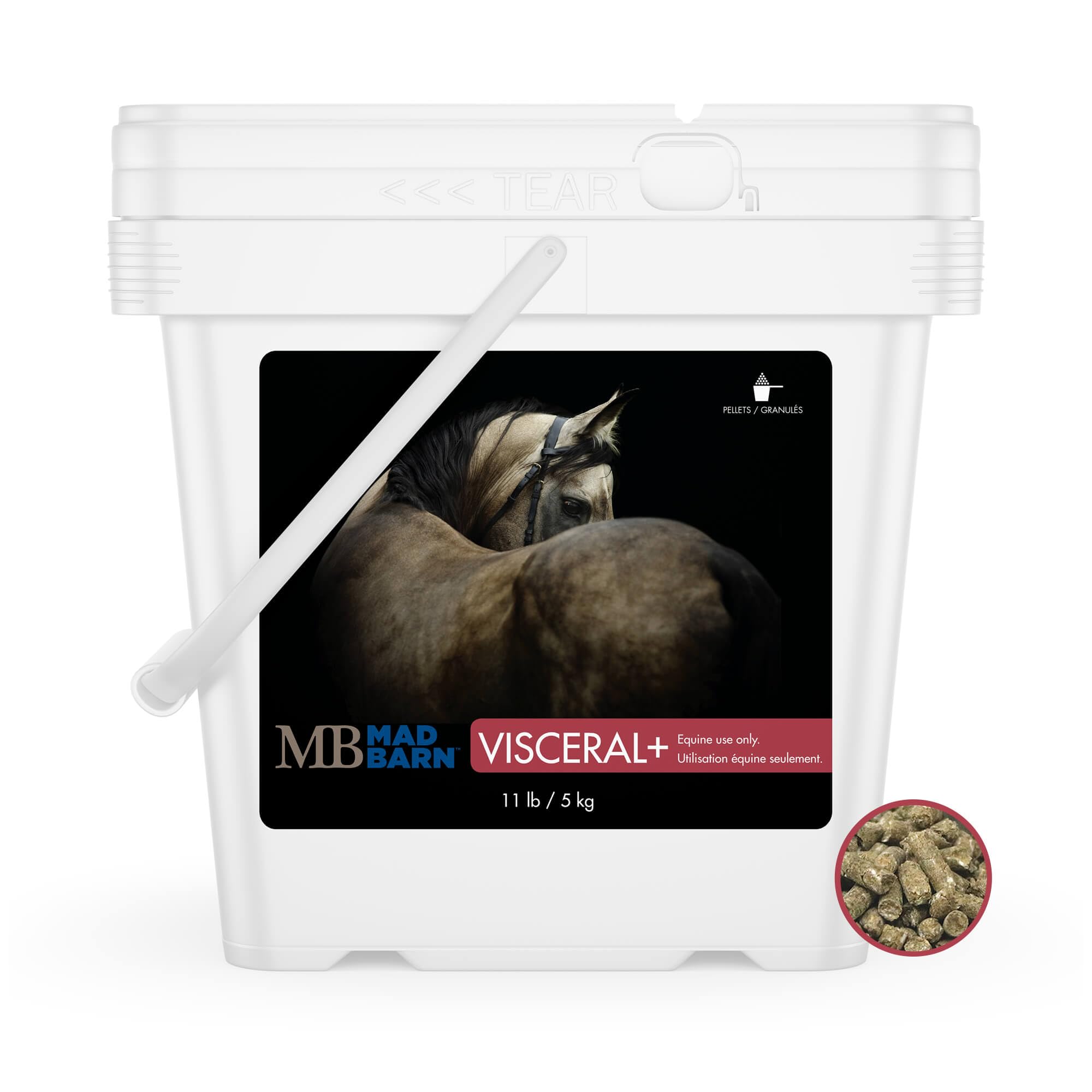 Visceral+ granulés digeste par Mad Barn soutiennent la digestion et la régulation du microbiote.