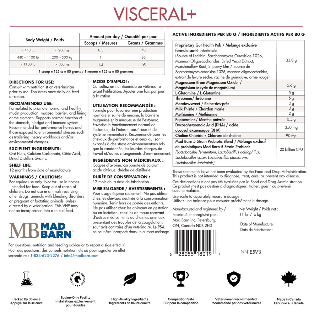 Ingrédients naturels Visceral+ pour le microbiome et la muqueuse gastrique