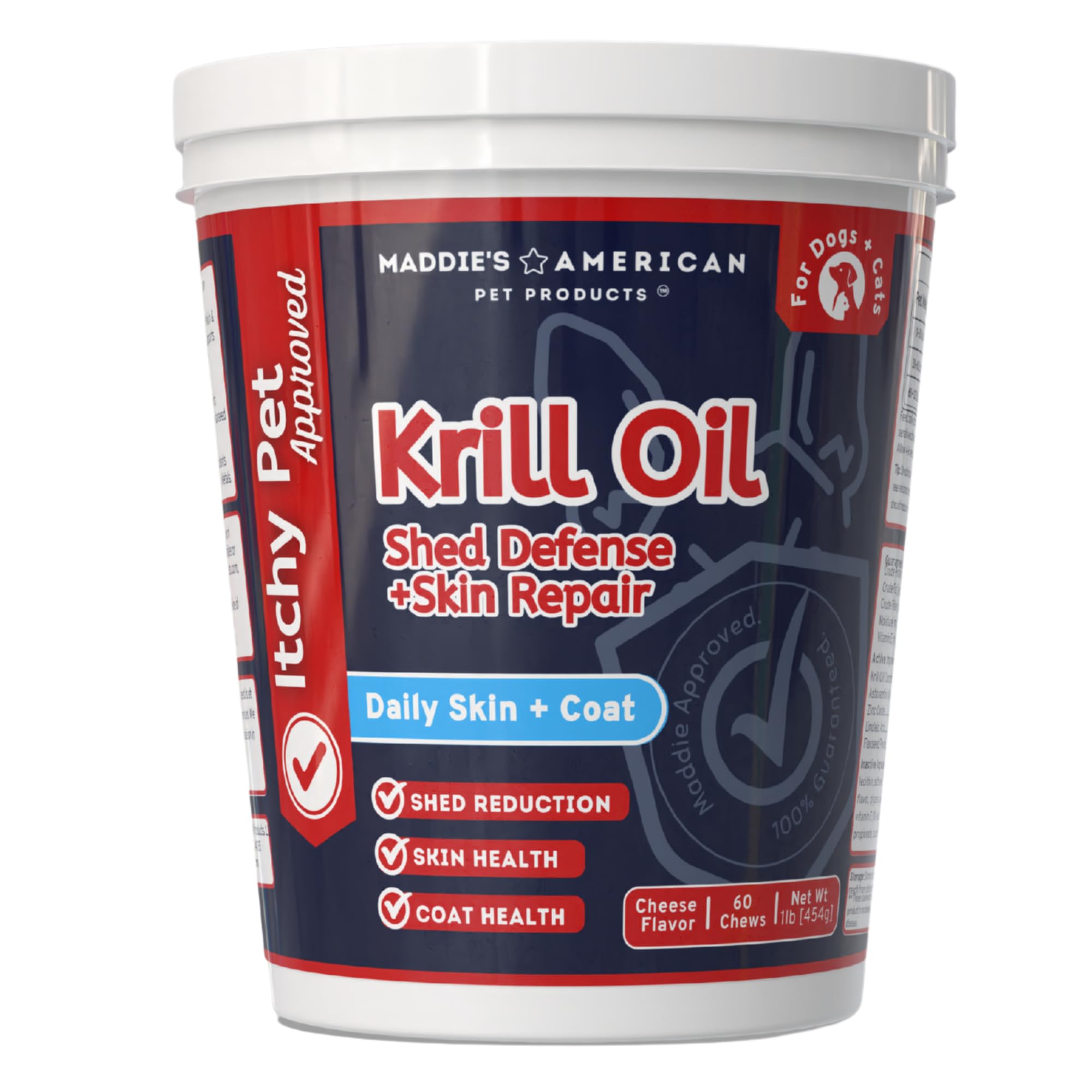 Friandises Maddie's huile de krill en bouteille, soutien peau et pelage