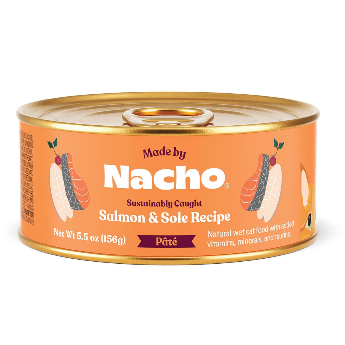 Pâté sans céréales Made by Nacho au saumon et sole, emballage pratique.