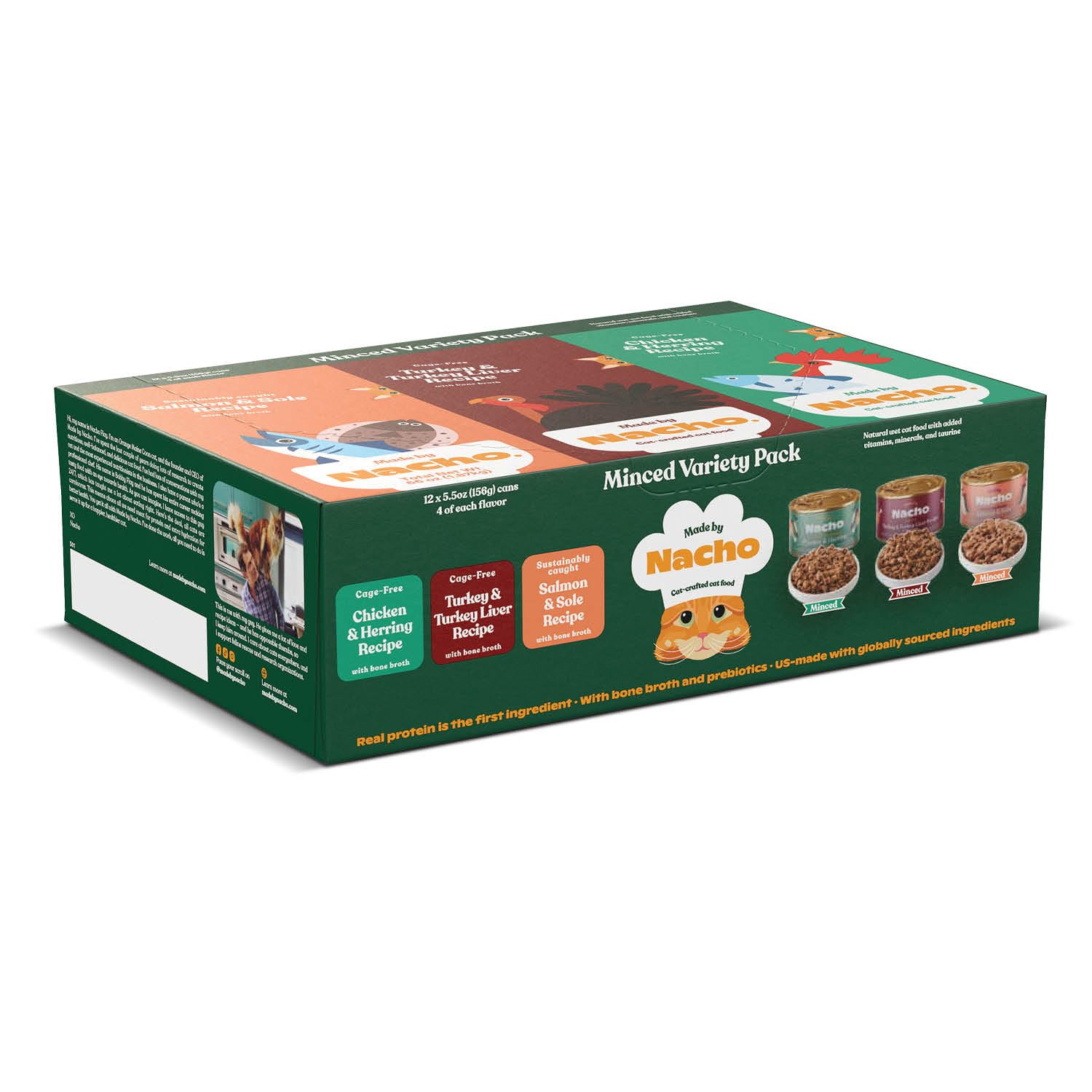 Made by Nacho – bouillon hydratant dans la nourriture humide pour chat.
