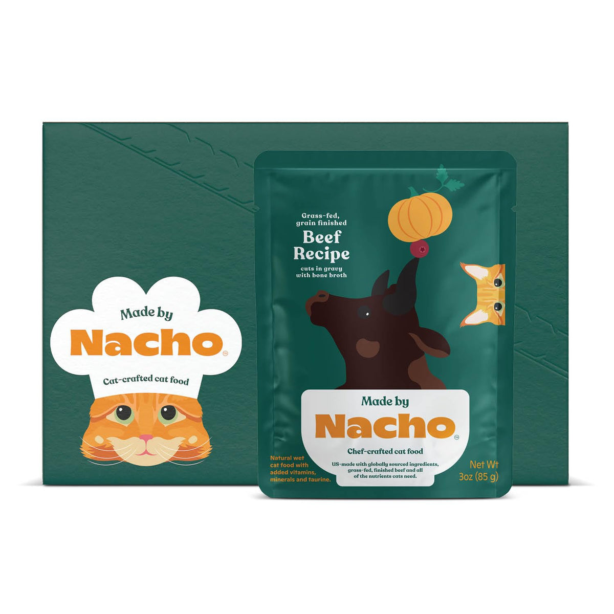 Made by Nacho: morceaux de bœuf en sauce hydratante pour chat