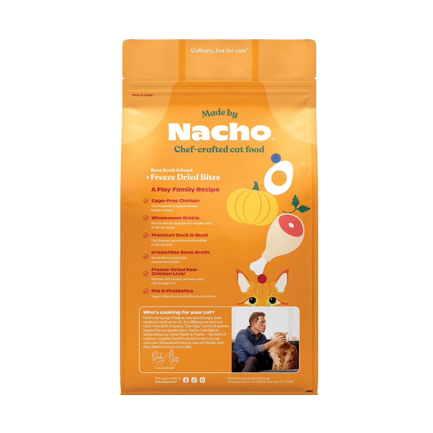 Kibble Made by Nacho chat poulet-canard, protéines élevées pour repas équilibrés