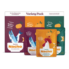 Lot Made by Nacho de 12 sachets variés, pratique pour les repas du chat.