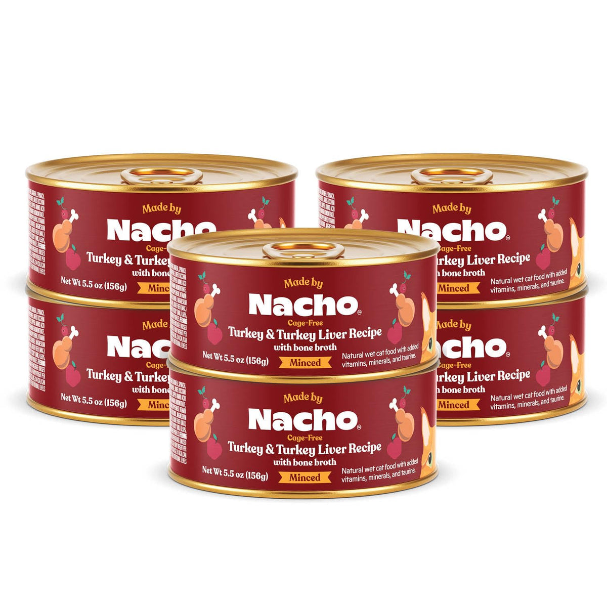 Made by Nacho: pâté dinde et foie, texture lisse facilitant l'appétit des chats.