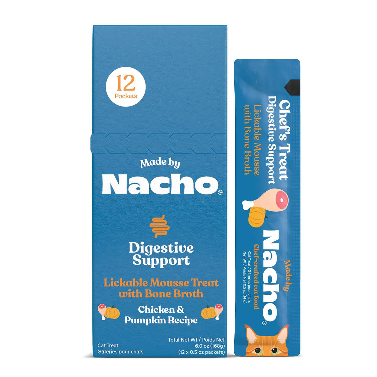 Made by Nacho Digestive Mousse en sachets, emballage pratique pour servir facilement.