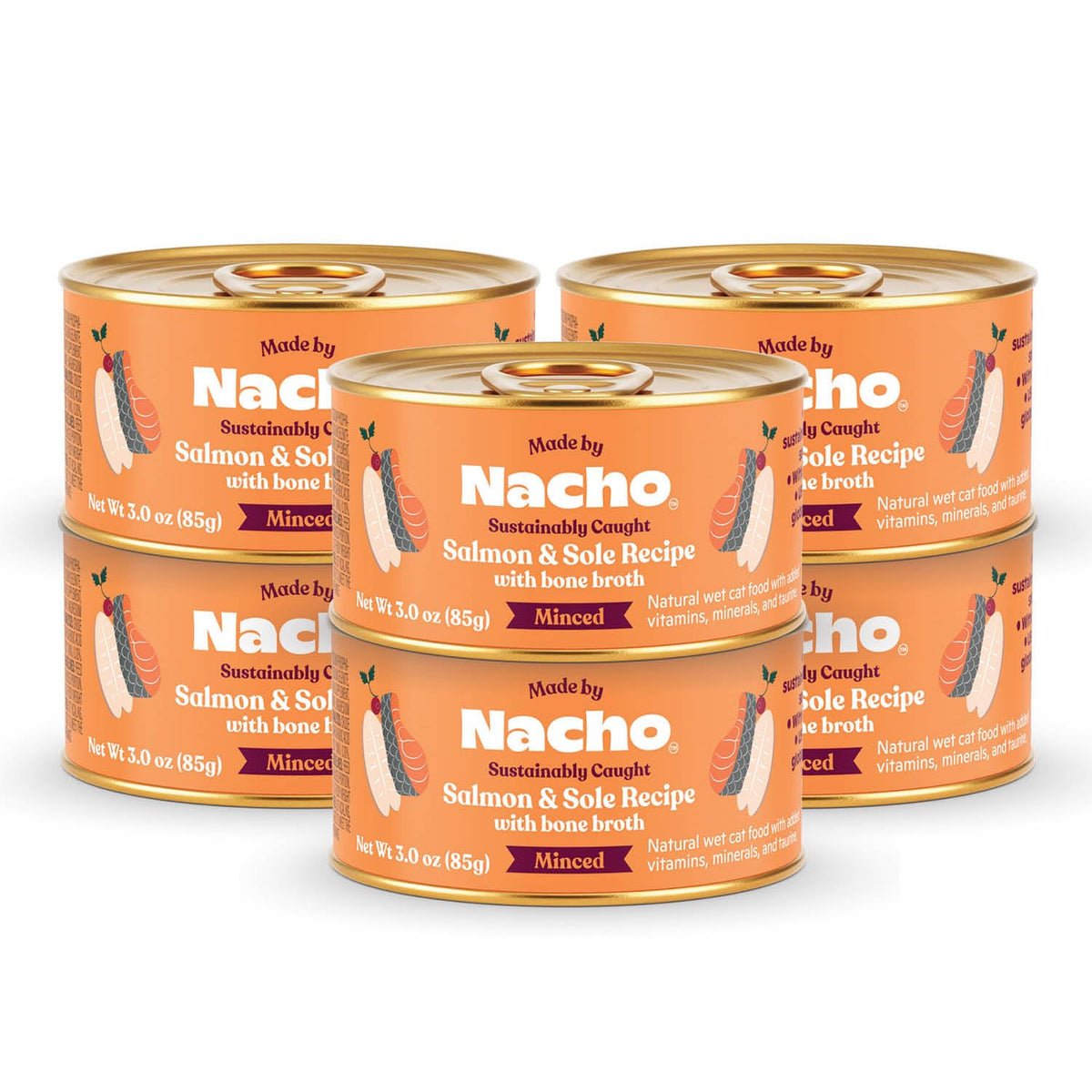 Made by Nacho saumon-sole pâté souple, texture sans céréales pour chats.