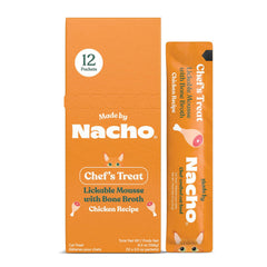 Made by Nacho tubes chat mousse bouillon os poulet: friandise savoureuse et hydratante.