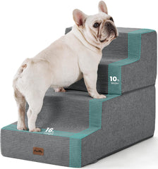 Made4Pets escalier 4-marches pour lit gris, accès facilité pour votre chien.