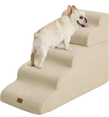Escalier Made4Pets pour chien sur lit haut beige, confort et stabilité