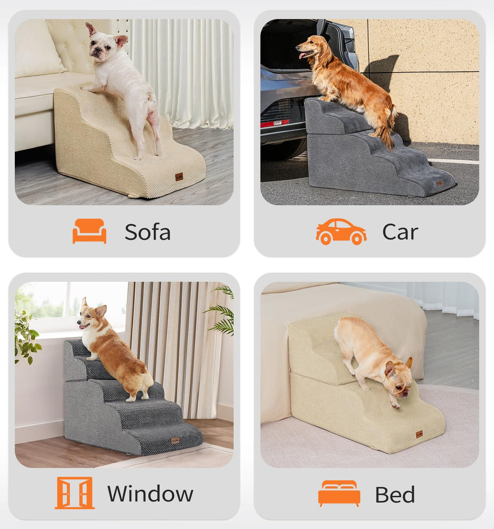 Made4Pets escaliers-petits-chiens-gris, idéal pour les petits chiens et chats.