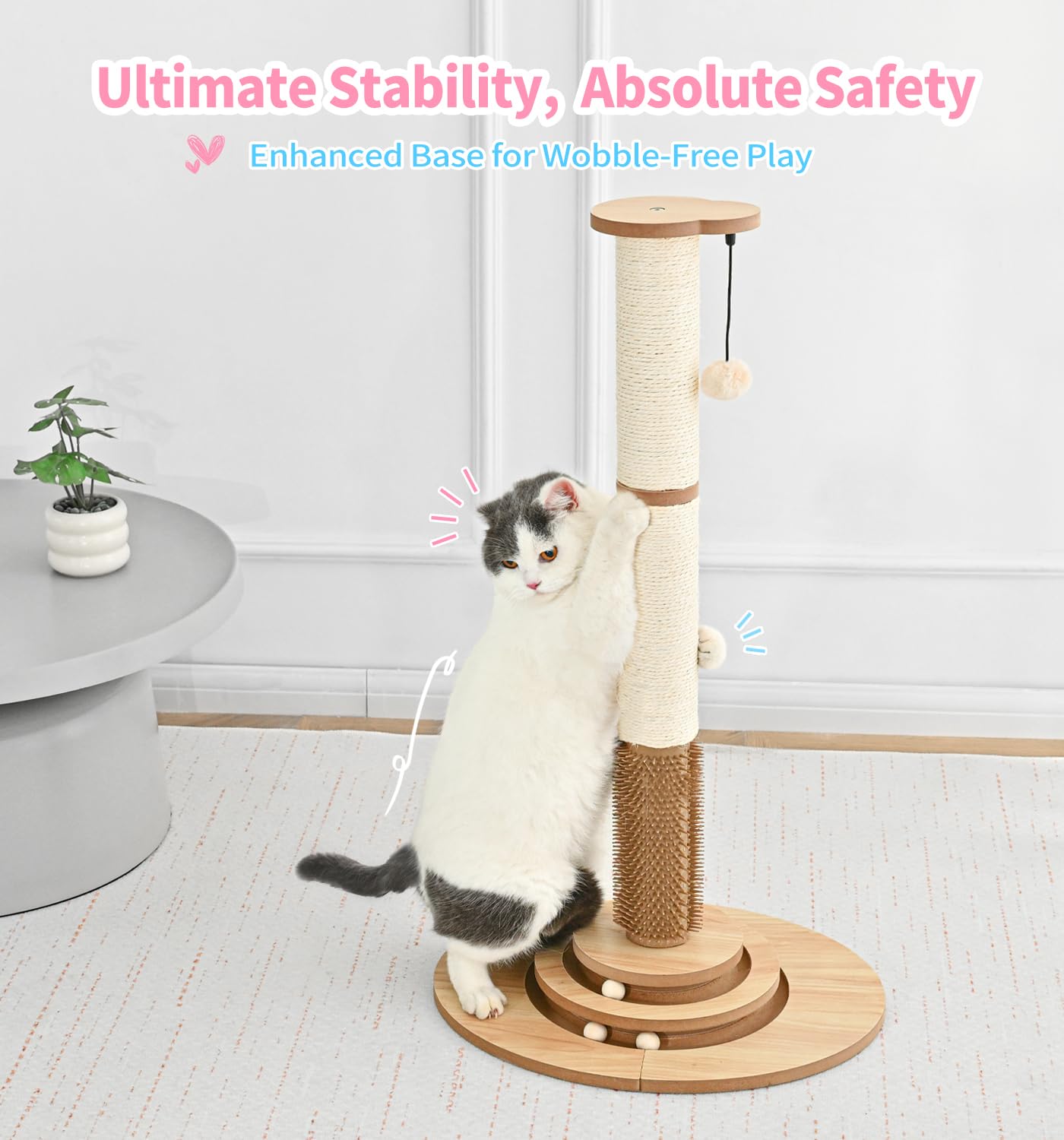 Made4Pets grattoir-sisal-beige-hauteur-85cm, poste de grattage haut et durable.