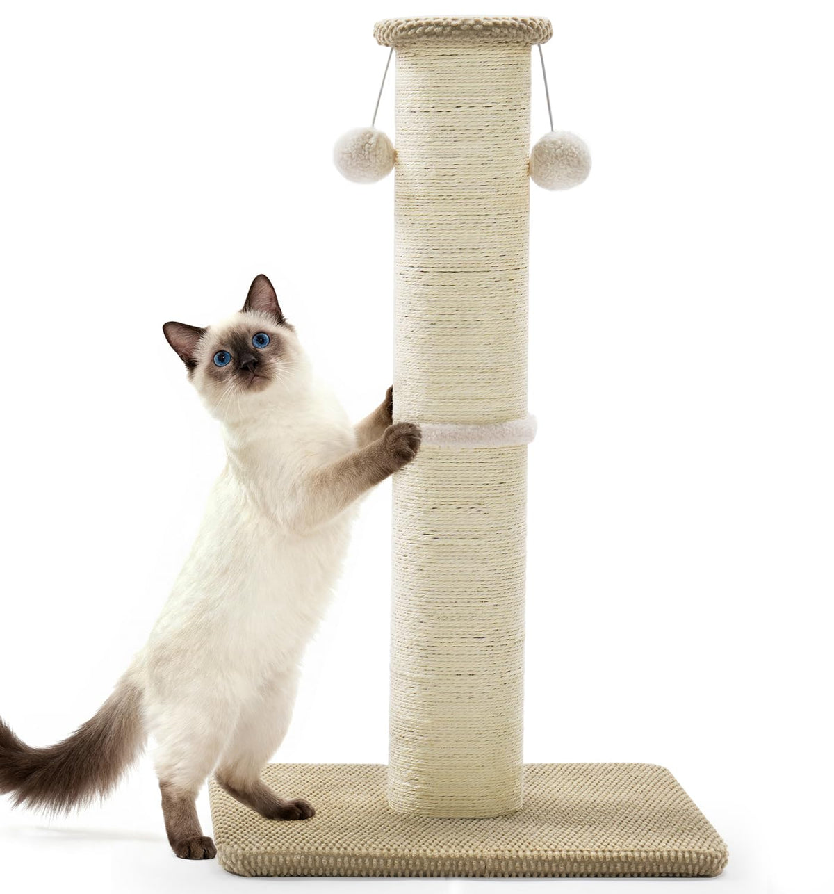 Poste MADE 4 PETS avec hauteur de 33 pouces, surface sisal naturelle pour grattage durable.