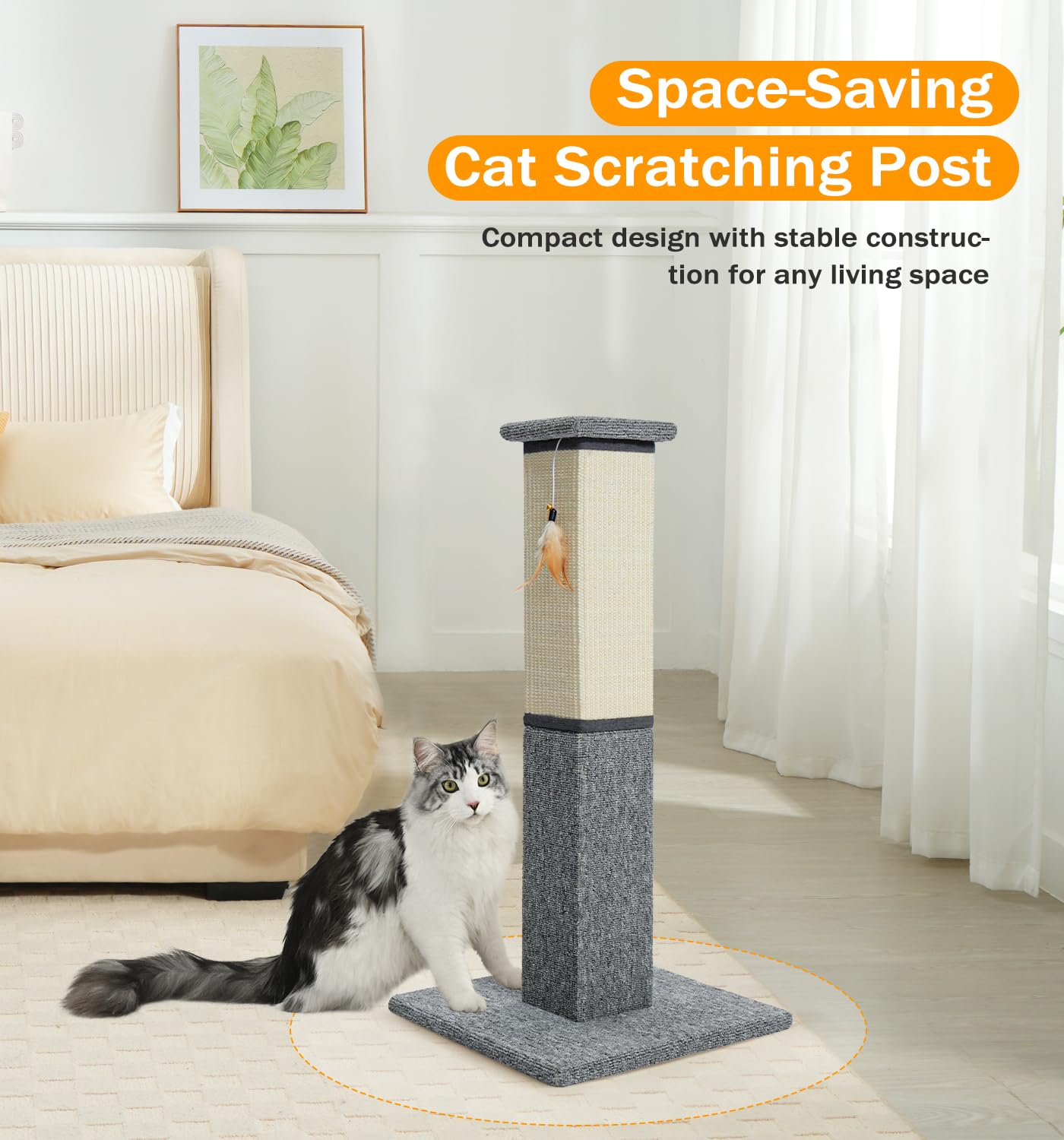 Jouet plumes inclus avec le poteau Made4Pets pour stimulation.
