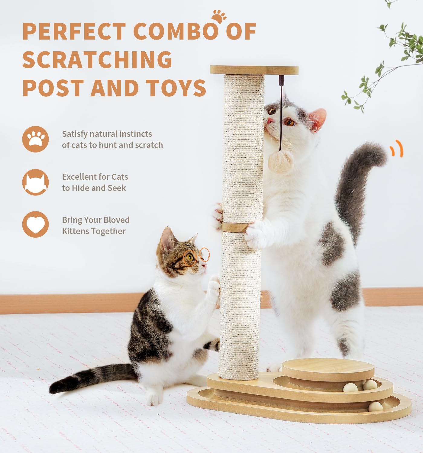MADE 4 PETS poteau jouet chat 3 niveaux: parcours stimulant et ludique.