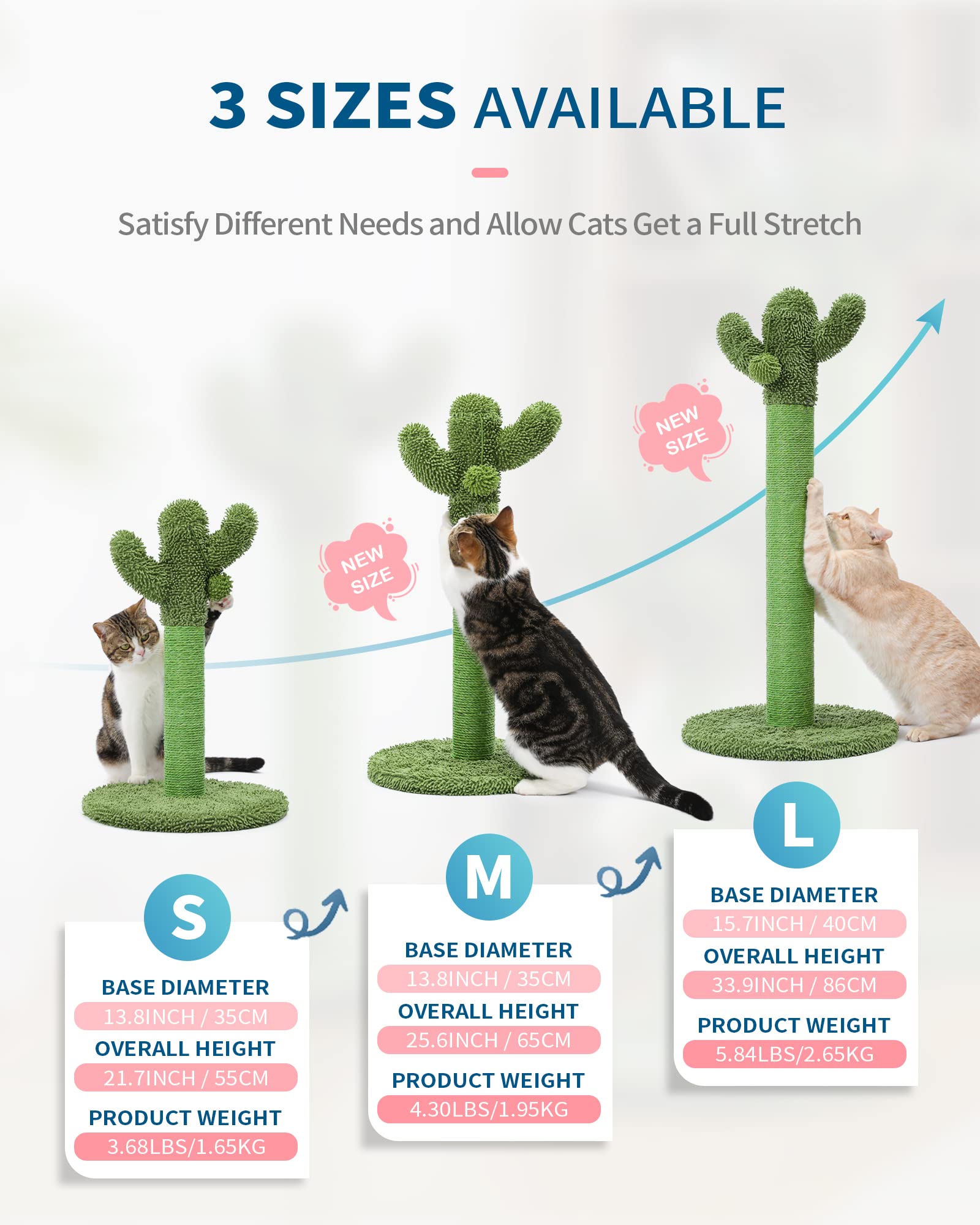 Made4Pets corde-sisal robuste sur cactus, aide à entretenir les griffes des chats.