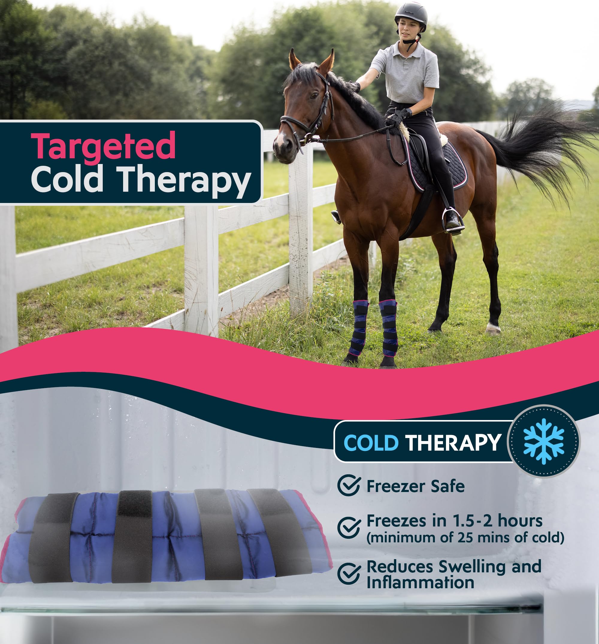 Magic Gel refroidissement pratique pour muscles tendus, en option sur cheval.
